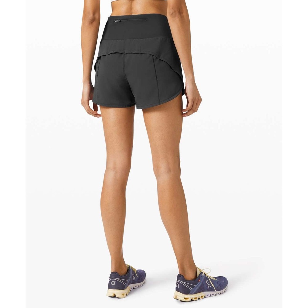 Lululemon Speed Up Shorts Black High Rise Long 4" Inseam Running Gym Womens 8